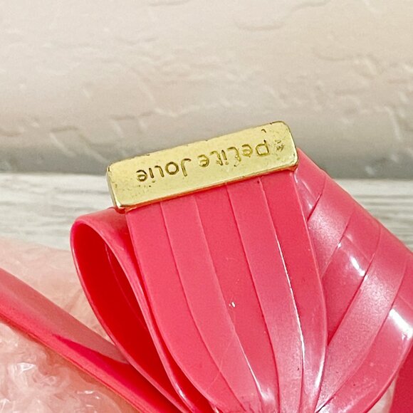 New Petite Jolie Pink Jelly Sandals 7 Bow Beach Flats - Picture 10 of 14